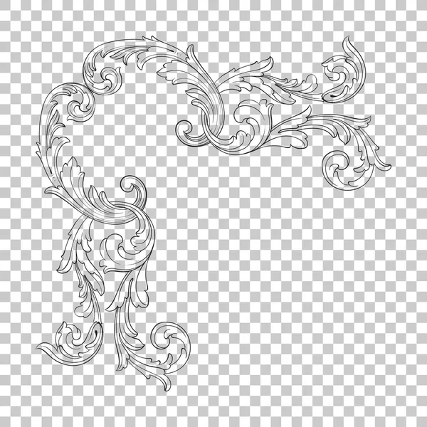 Isolate corner ornament in baroque style — Stock Vector