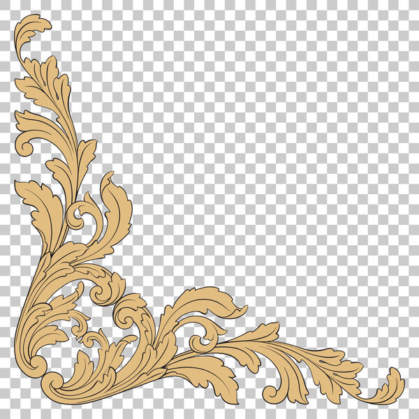 Isolate corner ornament in baroque style