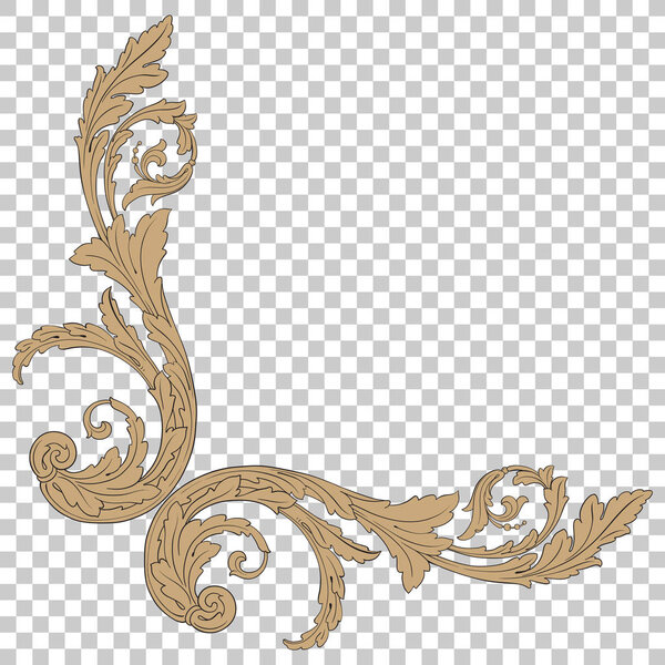 Isolate corner ornament in baroque style