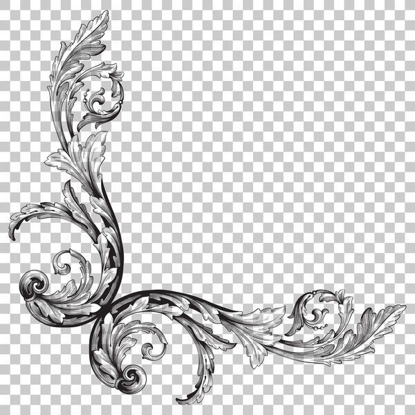 Изолировать угловой орнамент в стиле барокко
