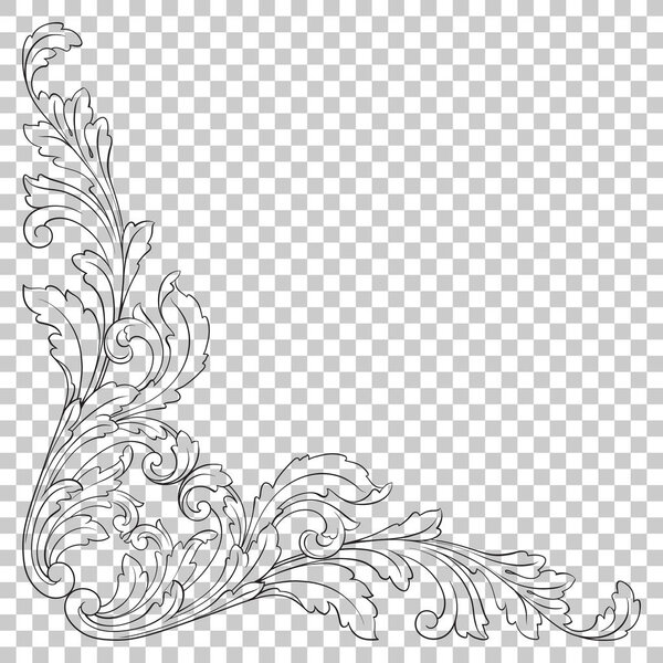Isolate corner ornament in baroque style