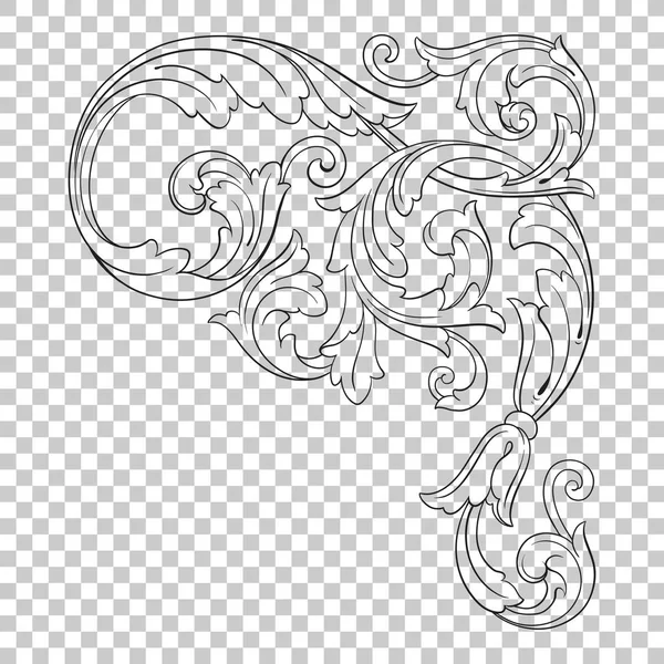 Isolate corner ornament in baroque style — Stock Vector