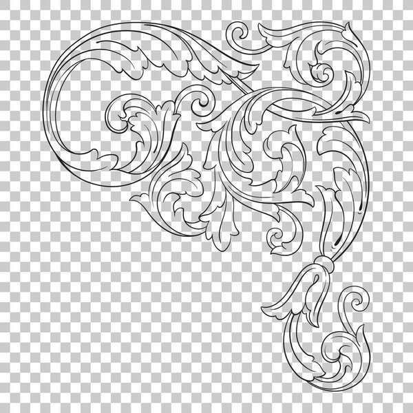 Isolate corner ornament in baroque style