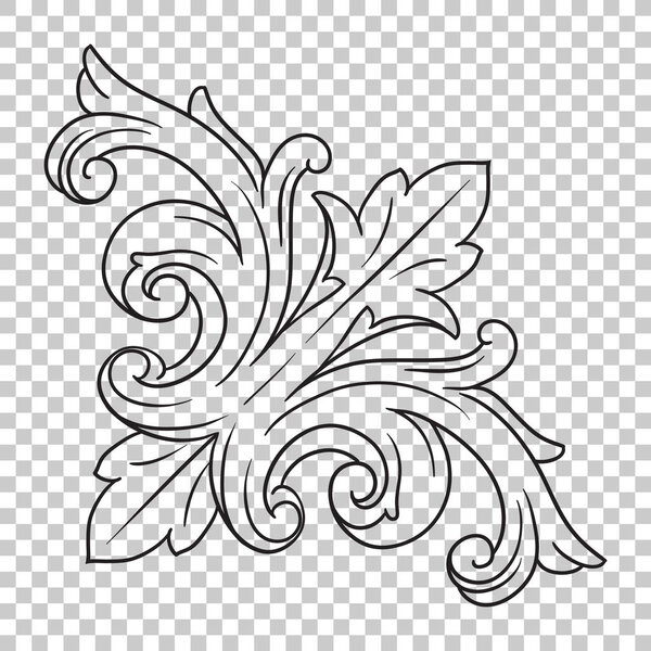 Isolate corner ornament in baroque style