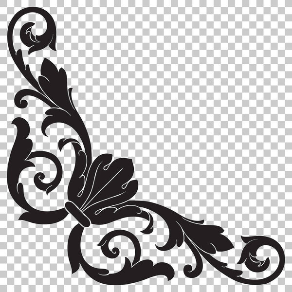 Corner baroque ornament decoration element.