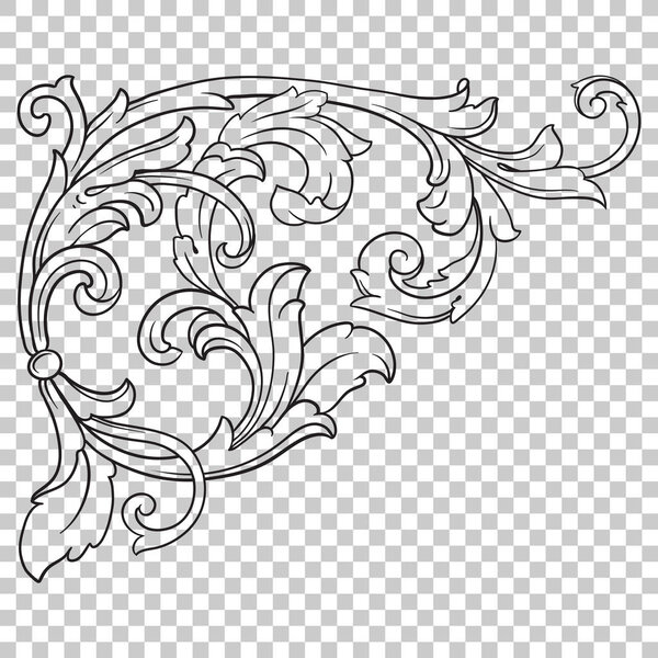 Corner baroque ornament decoration element.