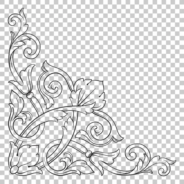 Hoekelement barok ornament decoratie. — Stockvector