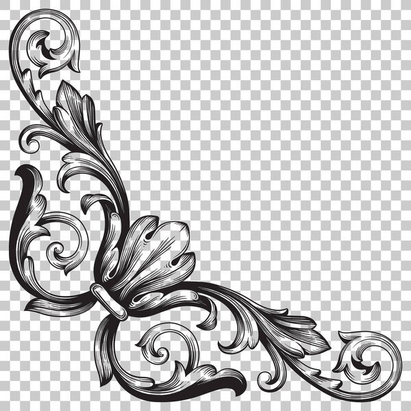Corner baroque ornament decoration element.