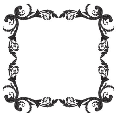 Barok tarzda izole vektör süsleme.