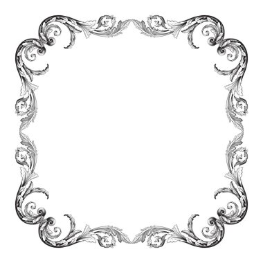 Barok tarzda izole vektör süsleme.