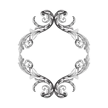 Barok tarzda izole vektör süsleme.