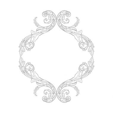 Barok tarzda izole vektör süsleme.