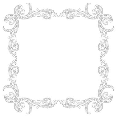 Barok tarzda izole vektör süsleme.