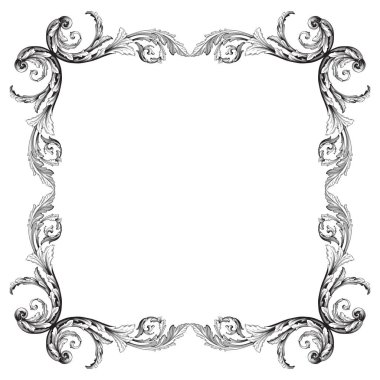 Barok tarzda izole vektör süsleme.