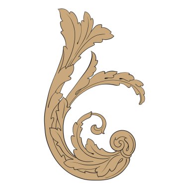 Barok tarzda izole vektör süsleme.