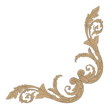 Barok tarzda izole vektör süsleme.