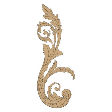 Barok tarzda izole vektör süsleme.