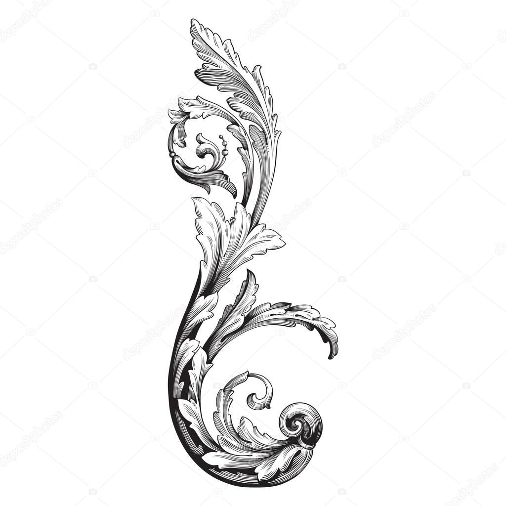 Vector isolated ornament in baroque style.