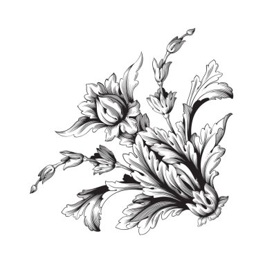 Vintage Barok çerçeve kaydırma süsleme 