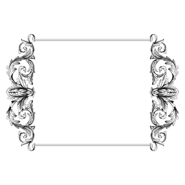 Vintage baroque frame scroll ornament — Stock Vector
