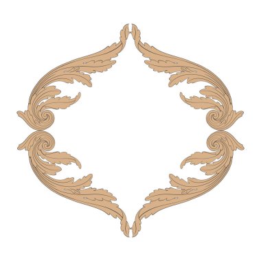 Klasik barok çerçeve parşömeni süslemesi sınır çiçekli retro desen antika stil akanthus yaprak girdabı dekoratif tasarım elemanı filigran hat hat tasarım vektörü