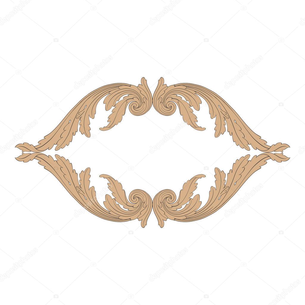 Vintage ornament vector in baroque style for filigree 