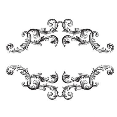 Tasarım için vintage elementlerin vektör barok 'u. 