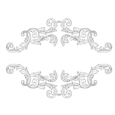 Tasarım için vintage elementlerin vektör barok 'u. 