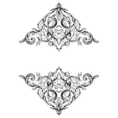 Tasarım için vintage elementlerin vektör barok 'u. 