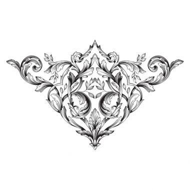 Tasarım için vintage elementlerin vektör barok 'u. 