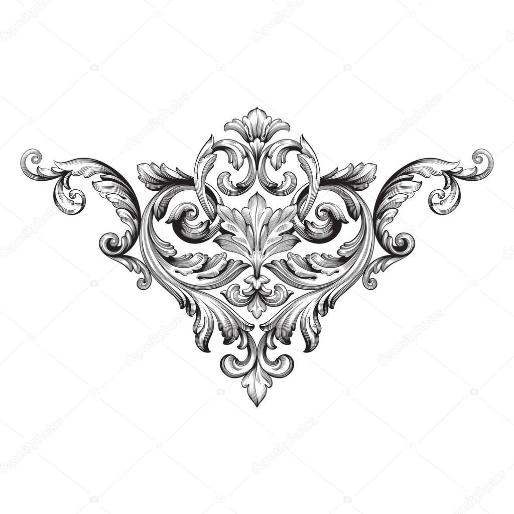 Vector baroque of vintage elements for design. 