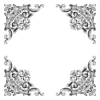 Tasarım için vintage elementlerin vektör barok 'u. 