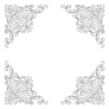 Tasarım için vintage elementlerin vektör barok 'u. 