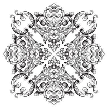 Tasarım için vintage elementlerin vektör barok 'u. 