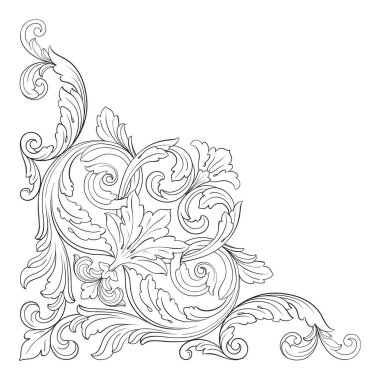 Tasarım için vintage elementlerin vektör barok 'u. 