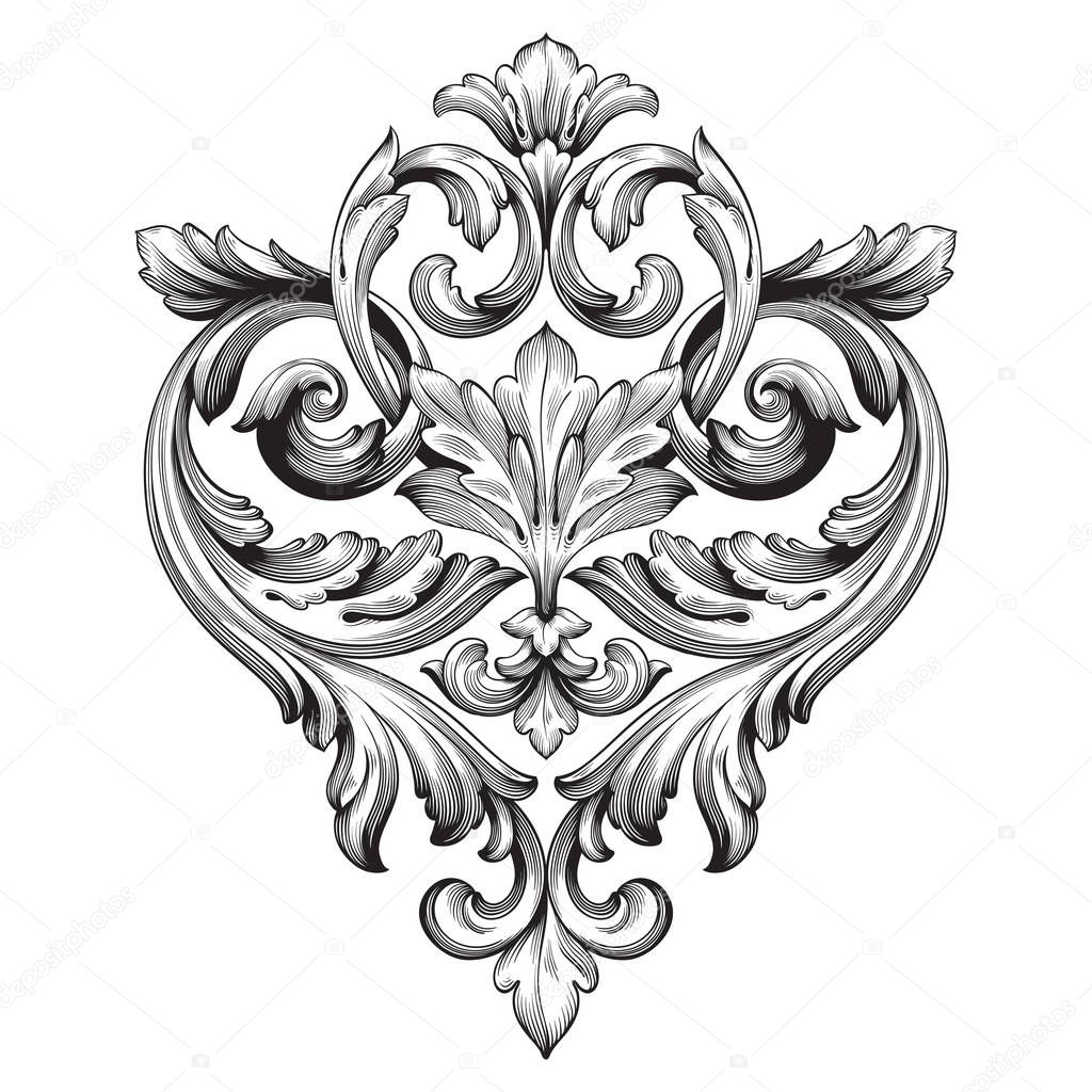 Vector baroque of vintage elements for design. 