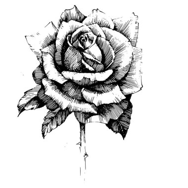 Rose Ink çizim çiçek