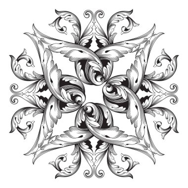 Tasarım için vintage elementlerin vektör barok 'u. 