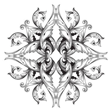 Tasarım için vintage elementlerin vektör barok 'u. 