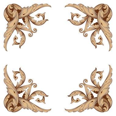 Tasarım için vintage elementlerin vektör barok 'u. 