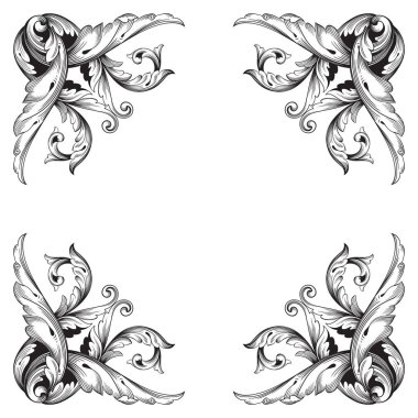 Tasarım için vintage elementlerin vektör barok 'u. 