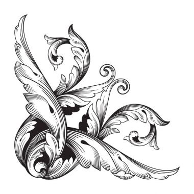 Tasarım için vintage elementlerin vektör barok 'u. 