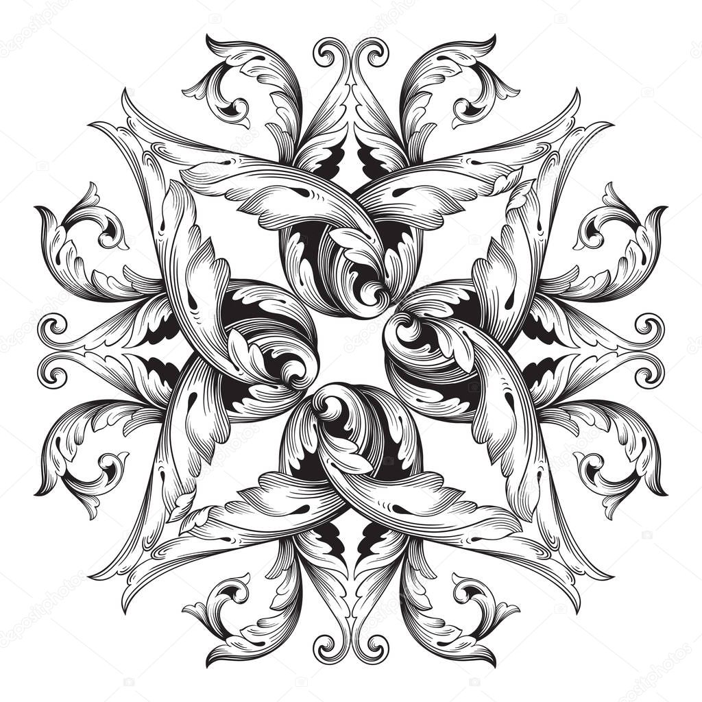 Vector baroque of vintage elements for design. 