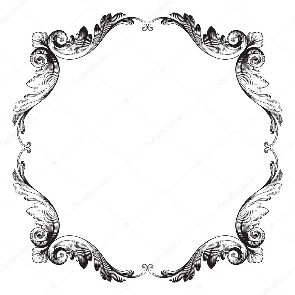 Classical baroque ornament vector 