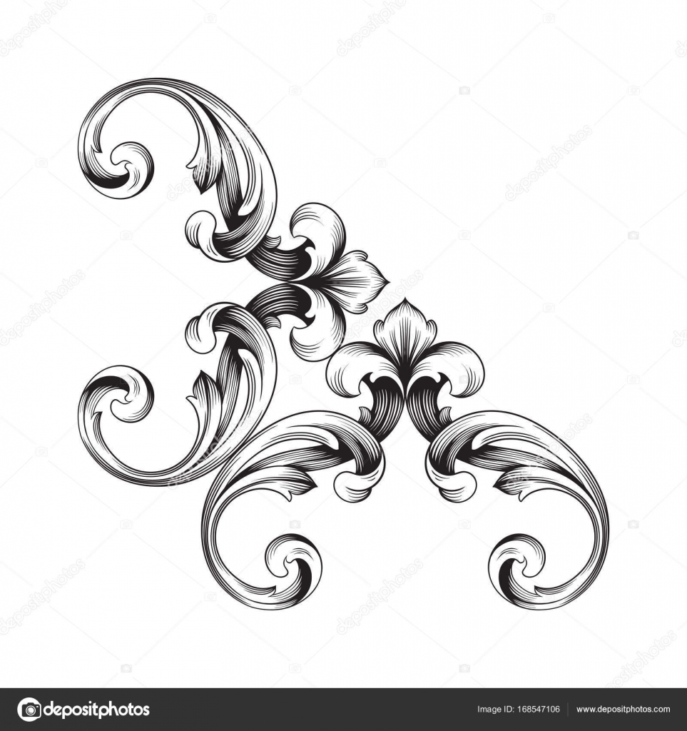 Classical baroque ornament vector — Stock Vector © AcantStudio #168547106