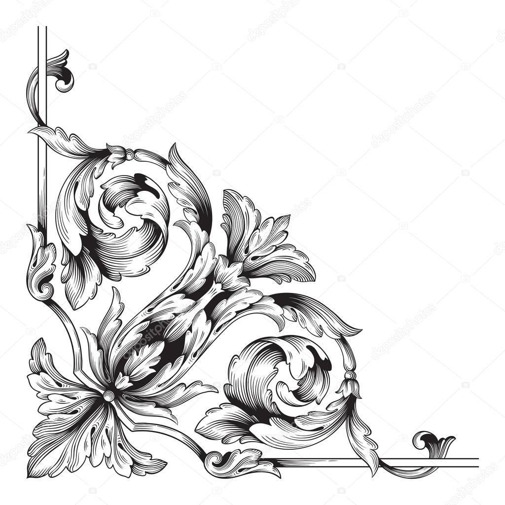 Classical baroque ornament vector 