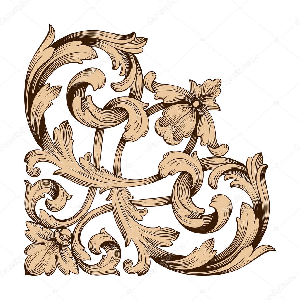 Classical baroque ornament vector 