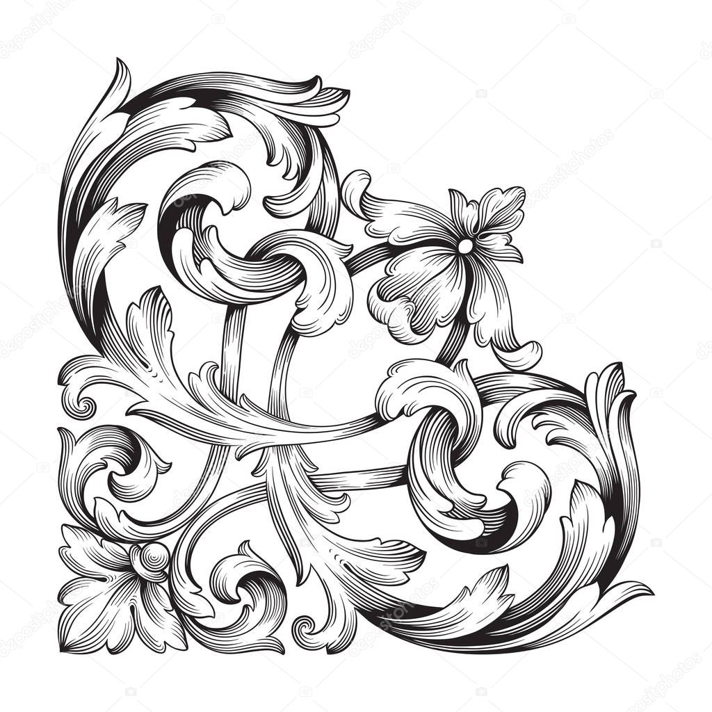 Classical baroque ornament vector 