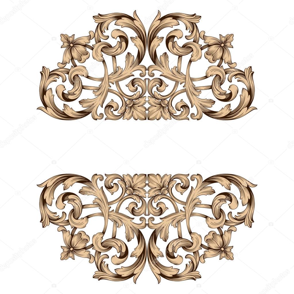 Classical baroque ornament vector 