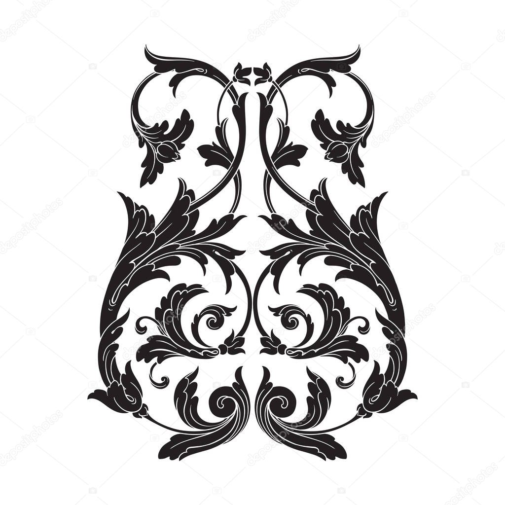 Classical baroque ornament vector 